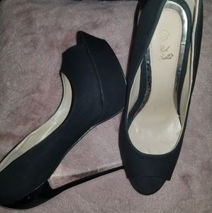 RICH BELLA- Black Peep-toe Heel
